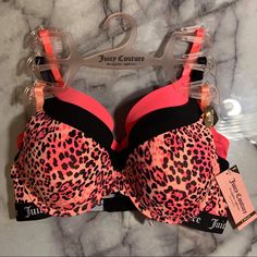 New With Tags Msrp $54 Size: 34b Juicy Couture Los Angeles, California Sexy Push Up Bra Set 3 Pack Black Neon Pink Neon Animal Print, Cheetah Adjustable Straps Juicy Couture Logo Elastic Band 2 Hook Closure Slightly Padded Cups All Reasonable Offers Welcome Smoke Free Home Ships Day Of Or Day After Purchase Cute Bras Sets, Juicy Catore, Push Up Bra Outfit, Neon Bra, Neon Animal Print, 2000s Juicy Couture, Juicy Couture Clothes, Juicy Couture Logo, Mcbling Fashion