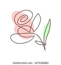 the letter b is made up of lines and leaves with a pink rose on top