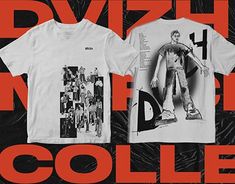 two t - shirts with the words, dvrh and collage on them