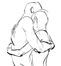 a drawing of two people hugging each other