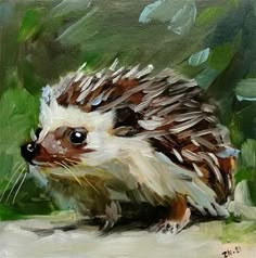 an acrylic painting of a hedgehog