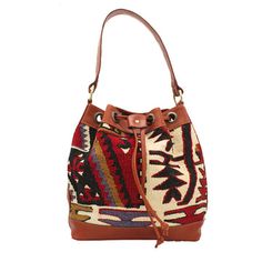 Vintage Rug and Leather Bucket Bag No. 6 – The Elevated Abode Dream Bags, Kilim Bag, Small Makeup Bag, Loose Change, Small Makeup, Leather Bucket Bag, Leather Bucket, Everyday Essentials, Leather Top