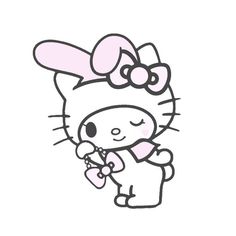 a hello kitty with a heart in her hand and a bow on it's head