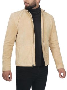 This suede jacket is crafted from real suede leather, providing a soft and comfortable feel. It comes with a smooth inner lining, a front zip closure, and multiple pockets for easy storage. The rich camel hue adds an authentic touch, making it suitable for various occasions. You can also style it for your everyday wear. Specifications: Material: Real Suede Leather Color: Camel Style: Classic Suede Closure: Front Zipper Closure Pockets: Multiple Functional Pockets Collar: Stand Collar with Snap B Suede Jacket Men, Black Suede Jacket, Camel Style, Suede Leather Jacket, Men's Leather Jacket, Feel It, Suede Jacket, Leather Jacket Men, Style Classic