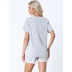 This loungewear pajama set for women is constructed of solid color, a v-neck, and pants with elastic waist and pockets, making it convenient to take on/off, keeping you pretty and comfortable all day. Featuring a stretchy fabric design, soft and comfortable, it makes you feel cozy all night, and enjoy a comfortable sleep and sweet dream.No matter the cozy bedtime, casual home relaxation, laze afternoon, or comfy bath, the soft and lightweight women's sleepwear company with you all the time. This Solid Cotton Pajama Shorts For Sleep, Cotton V-neck Sleepwear For Pajama Party, Solid Cotton Sleepwear For Sleepover, Cotton Sleepwear For Loungewear, Cotton V-neck Sleepover Set, Cotton V-neck Sleepwear For Loungewear, Casual V-neck Pajama Party Set, Casual V-neck Sets For Pajama Party, Cotton V-neck Lounging Sets