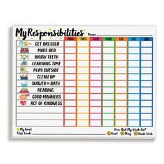 a printable daily planner for kids with the words, my responsible abilitiess on it