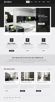 the interior design wordpress theme is clean and modern, with minimalist elements in black and white