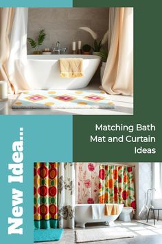 Discover stylish matching bath mat and curtain sets to elevate your bathroom decor. Transform your space with coordinated designs that blend comfort and aesthetics. Fall Bathroom, Foam Mats, Curtain Ideas, Patterned Shower Curtain