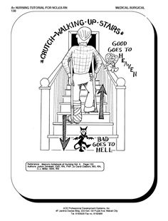 the walking up stairs coloring page for children to learn how to walk down steps and go to hell