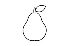 a line drawing of a pear