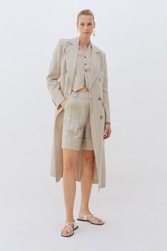 Our oversized double breasted tailored linen coat is made with 100% Linen. The lining is sustainable made from FSC & Eco Vera viscose. The coat is long in length, it features an oversized lapel detail, horn buttons and two front pockets with a flap. Linen Coat, Tailored Coat, Double Breasted Jacket, Single Breasted Jacket, Wool Coat, Fabric Care, Horn, Double Breasted, Coats Jackets