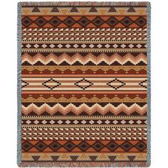 Create a tribal mood in your bedroom with the Southwest Sampler Clay Blanket, enhanced with a beautiful southwestern pattern in warm earth tones. 100% Cotton 54"W x 70"L Machine wash Made in the USA Native American Crochet Patterns, Navajo Pattern, Navajo Weaving, Native American Patterns, Indian Blankets, Afghan Throw Blanket, Crochet For Beginners Blanket, American Quilt, Art Tapestry