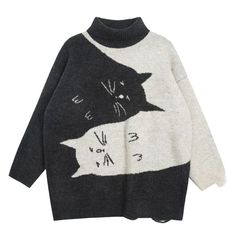 This beautiful Yin & Yang Cats Knit Sweater is the perfect partner for just about everything. Whether it's paired with denim and sneakers, over leggings, or with a skirt and sneakers. Specs: Material: Acrylic/ Polyester ONE SIZE Fits ALL Sweater Style Outfits, Winter Sweater Outfits, Winter Turtleneck, Sweater Outfits Fall, Oversized Sweater Women, Skirt And Sneakers, Perfect Partner, Autumn Dress, Warm Sweaters