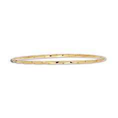 A distinctive twisted diamond-cut texture gives this stylish stackable women's bangle dynamic appeal. Crafted of 14K yellow gold, the 8-inch bangle is 2.5mm in width. Modern Hammered Yellow Gold Bangle, Modern Gold Bangle With Diamond Cut, Modern Gold Diamond Cut Bangle, Modern Yellow Gold Diamond Cut Bangle, Womens Bangles, Stackable Bangles, Jared The Galleria Of Jewelry, Cartier Love Bracelet, Italian Charm Bracelet