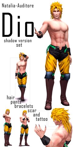 an image of some character poses for the video game, dio - d i o