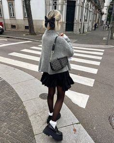 5 Chic Winter Outfits Featuring Pretty Skirts | Who What Wear Sweater Skirt Outfit, Black Mini Skirt Outfit, Grey Sweater Outfit, Knitwear Trends, Grey Mini Skirt, Chic Winter Outfits, Winter Skirt Outfit, Stylish Winter Outfits