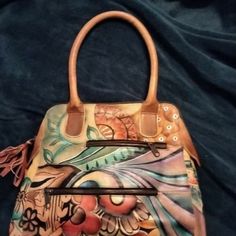 Good Condition Hand Painted Leather, Leather Satchel Bag, Painting Leather, Satchel Bag, Leather Satchel, Satchel Bags, Satchel, Bag Lady, Hand Painted