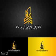 the logo for soil properties, which is designed in gold and black