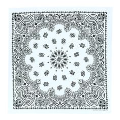 a black and white bandanna with an intricate design