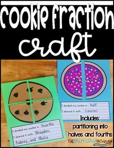 Your students will love this hands-on approach for learning about fractions. Make a chocolate chip or sugar cookie craft to practice partitioning and identifying fraction parts. Bring in real cookies and allow your students to partition the cookies with a plastic knife before completing the craft.  Options Included: half fourths Cookies with/without cutting lines (for differentiation) Fraction Craft, Fractions Craft, Identifying Fractions, Plastic Knife, Cookie Craft, Teacher Newsletter, The Craft, Educational Materials, 1st Grade