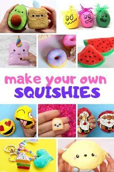 the cover of make your own squishes is shown with pictures of different types of doughnuts