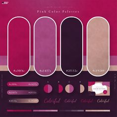 the pink color palettes are all in different shapes and sizes, including one for each section