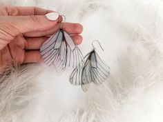 Creative Earrings with Bright Ivory Butterfly Wings Mega Size | Etsy White Wing-shaped Earrings For Gift, Luna Moth Wings, Creative Earrings, Y2k Earrings, Coachella Style, Creative Necklace, Moth Wings, White Angel Wings, Bright Design