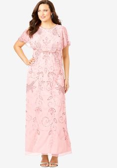 Glam Maxi Dress| Plus Size Formal & Special Occasion Dresses | Roaman's Men Outfits Wedding, Plus Size Glam, Wedding Decorations Reception, Formal Dresses Online, Clean Fashion, Intricate Beading, Outfits Wedding, Mother Of Groom, Maxi Dress Navy