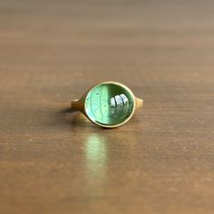 Oval Green Tourmaline Cabochon Cast Ring Cast Rings, Newport Ri, Etsy Gold Ring, Dope Jewelry, Unusual Jewelry, Cabochon Ring, Cabochon Jewelry, Yellow Gold Setting, Funky Jewelry