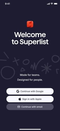 the welcome to superlist app is shown on an iphone screen, and it's open