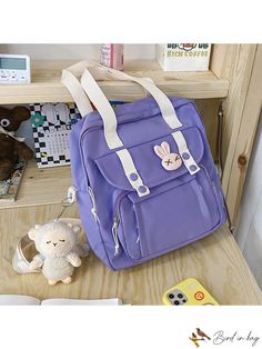 Bird in Bag - Korean Style Womens Multifunctional Backpack, Shoulder Bag, and Crossbody Bag for School. Bag For School, Classic Backpack, Bird In Bag, Color Purple, Korean Fashion, Crossbody Bag, Backpacks, Size Medium, Shoulder Bag