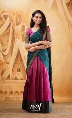 Half Sarees �– Ivalinmabia Silk Half Saree, Dress Sketch, Cotton Saree Designs, Half Sarees, Half Saree Designs, Desi Outfits, Cute Dress Outfits, Organza Sarees, Hand Work Blouse Design