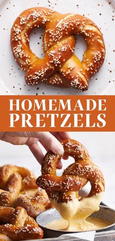 the pretzels are being dipped with sesame seeds to make them soft and chewy