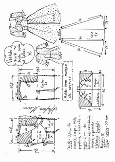 the diagram shows how to make a dress with an attached skirt and headpieces