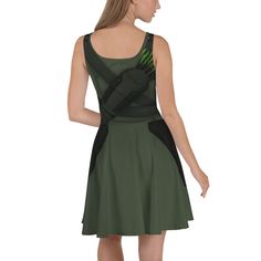 Are you a fan of the Green Arrow? This cosplay skater dress will turn you into your favorite superhero in seconds! You will feel like a total badass going to your favorite comic conventions. I drew the design myself, the product will be made to order. Therefore before ordering, choose the size carefully, unfortunately the item cannot be returned. * 82% polyester, 18% spandex * Fabric weight: 6.78 oz/yd² (230 g/m weight may vary by 5% * Smooth and elastic fabric * Mid-thigh length flared skirt * Elastic waistline * Overlock seams, coverstitch hemline * Blank product components sourced from China -- Return policy: Unfortunately due to the fact that I rely on Print on Demand services and the product is made on demand, I generally can't accept returns. I do hope in the future to have more flex The Green Arrow, Morgan Dress, The Pretty Reckless, Green Arrow, Elastic Fabric, Flared Skirt, Dress Clothes For Women, Skater Dress, Flare Skirt