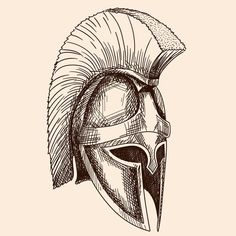 a drawing of a roman helmet