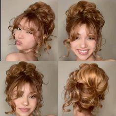 #hair #hairstyles #curly #2000s #2014 #aesthetic #aesthetictumblr #cutecore 2000 Prom Hairstyles, Updo For Quinceanera, Fairy Bun Hairstyles, Birthday Updo Hairstyles, Old Fashioned Hairstyles Vintage, 2000s Prom Hair, Vampy Updo, Short Quince Hairstyles, Cute Hair Designs