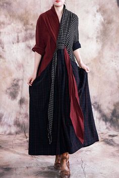 Dress Stitching, Elegantes Outfit Frau, Plus Size Fall, Cotton Linen Dresses, Corduroy Dress, Styl Retro, Maxi Dress Cotton, Kimono Dress, Linen Dresses