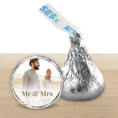 a hershey wrapper with an image of a man and woman in the background