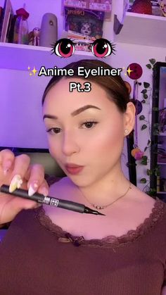 Eyeliner Lashes Look, Anime Cosplay Makeup Tips, Egirl Baddie Makeup, Simple Anime Makeup Looks, Anime Lashes Makeup, Shinobu Makeup Tutorial, How To Do Anime Makeup, Anime Inspired Eyeliner, How To Cosplay Makeup