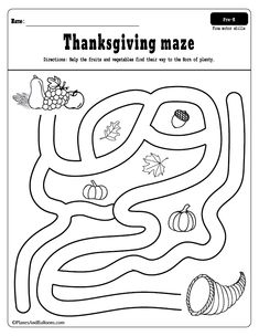 a thanksgiving maze for kids to help them learn how to make the pumpkins and leaves