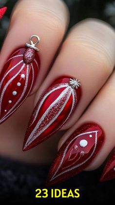 #christmas nails
#christmas nails acrylic
#christmas nails short
#christmas nails simple
#christmas nails designs Simple Christmas Stiletto Nails, Christmas Nails Elegant Silver Glitter, Holiday Nail Art Designs, Unique Christmas Nail Designs, Burgundy And Silver Nails, Christmas Stiletto Nails, Christmas Nails Stiletto, Christmas Nail Color, Red And Green Nails