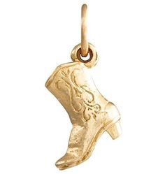 14k Gold Cowboy Boot Charm | Helen Ficalora Western Style Engraved Gold Jewelry, Western Gold Engraved Jewelry, Engraved Gold Western Jewelry, Golden Bow, Bracelet With Charms, Alphabet Charm, Puffy Heart Charms, Pink Jewels, The Cowboy