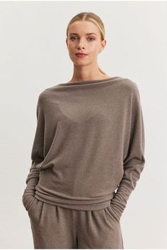 Velvet by Graham & Spencer Selmy 06 Sweater | Mocha Fine Fabric, Mozambique, Trinidad And Tobago, Mocha, Lay Flat, Inside Out, Hand Wash, Velvet, Fabric