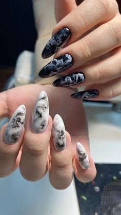 Cute Gothic Nails, Neon Acrylic Nails, Multicolored Nails, Witchy Nails, Hello Nails, Gothic Nails, Goth Nails, Colored Acrylic Nails