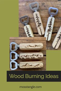 wood burning ideas with four different tools