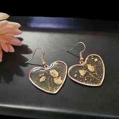 Resin Dandelion Heart Dangle Earrings All Measurements Are Approx 1.25" P5 807 Heart Dangle Earrings, Earrings Color, Heart Earrings, Gold Yellow, Dandelion, Dangle Earrings, Jewelry Earrings, Yellow Gold, Women Jewelry