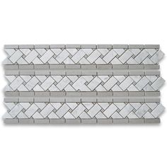 two rows of white marble mosaic tiles with grey and gray herrings on each side