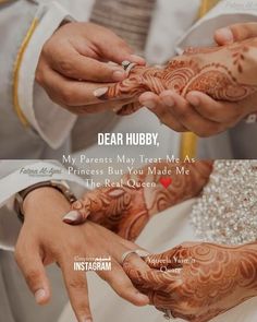 two pictures with the words dear hubby and their wedding day written in arabic on them