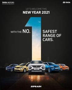 an advertisement for the new year with different cars